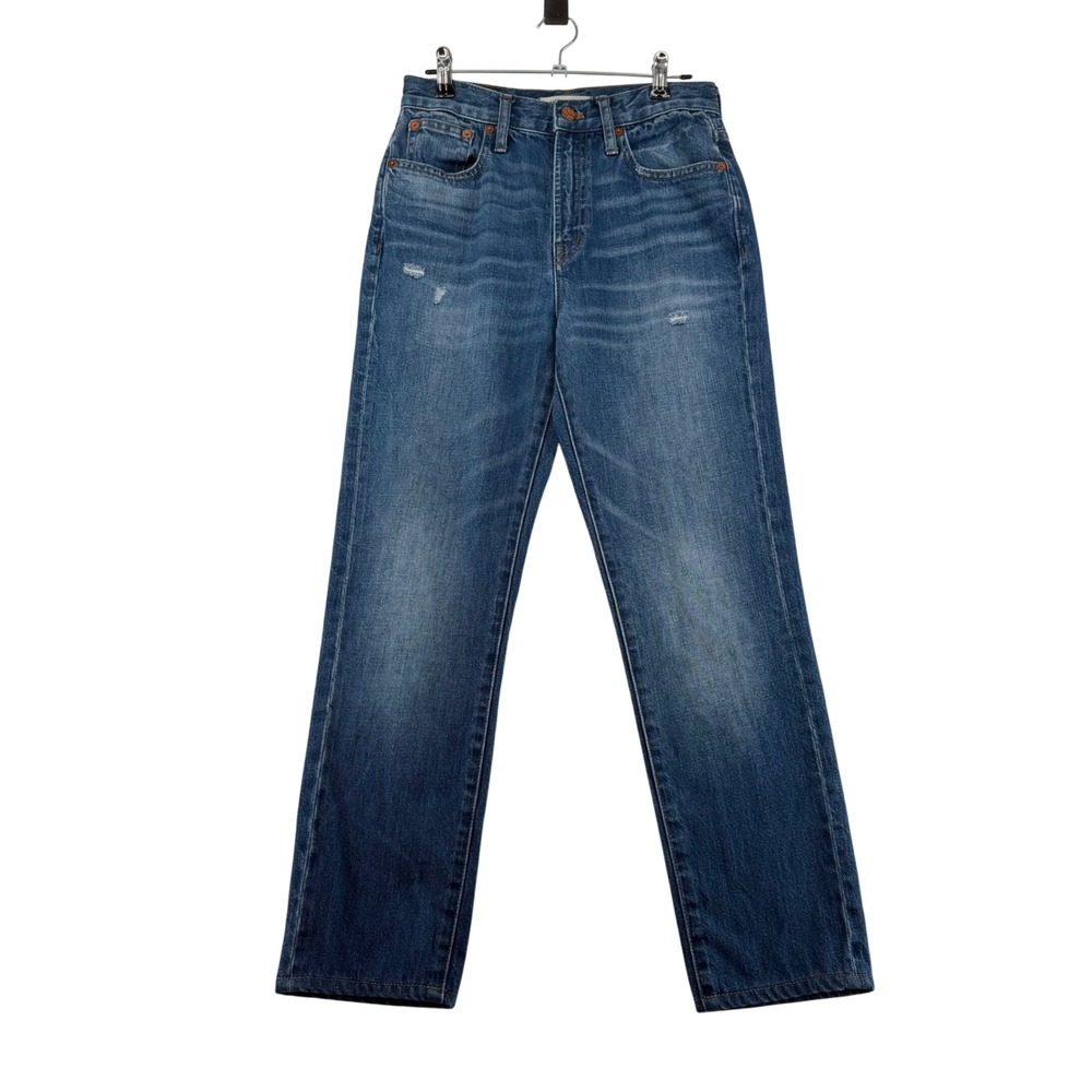 Madwell The Perfect Vintage Jean Women 24 Blue High Rise Straight Distressed